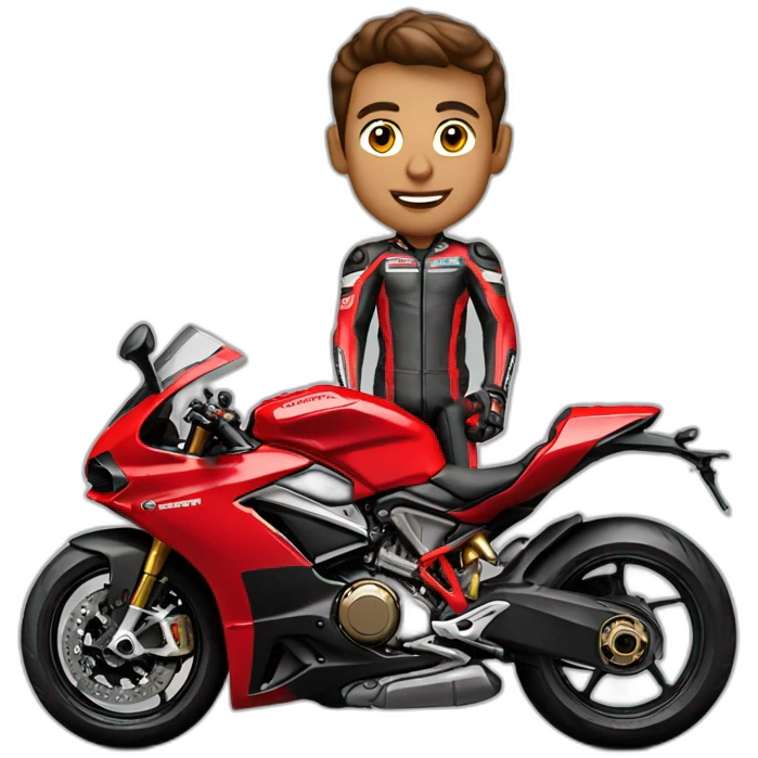 muscular biker on Ducati Corse emoji
