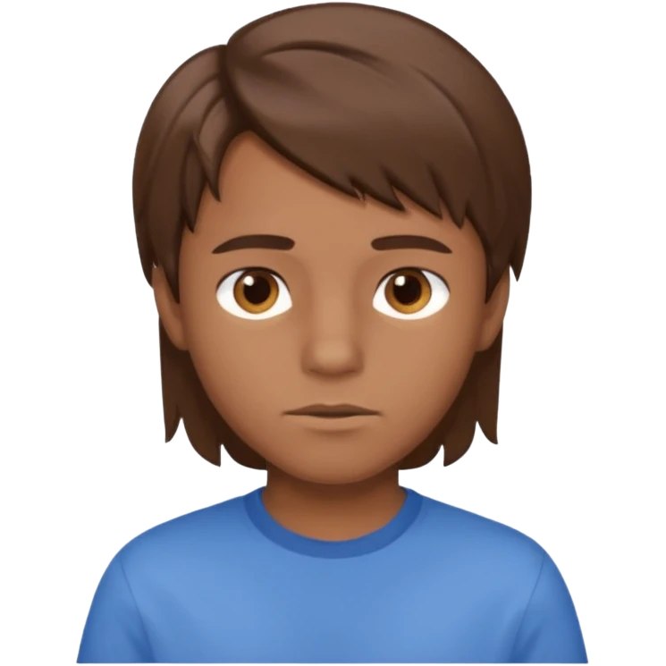 A young boy with brown hair and eyes, with slightly long, straight and disheveled hair emoji