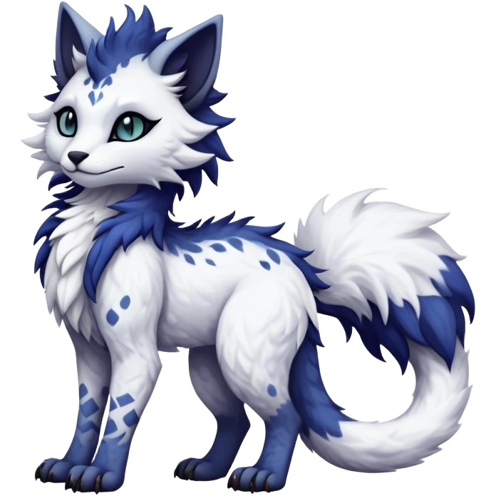 Kawaii dark edgy fantasy ethereal feline-vernid-sergal-fursona animal creature with a tufted tail full body with intricate markings  emoji