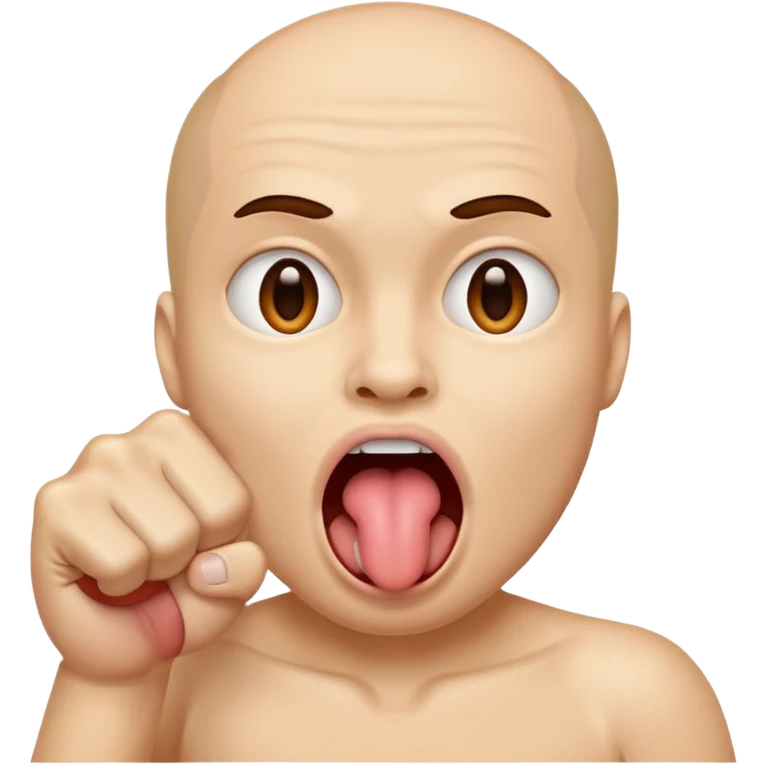 Tongue out face with two fists making a tube shape emoji