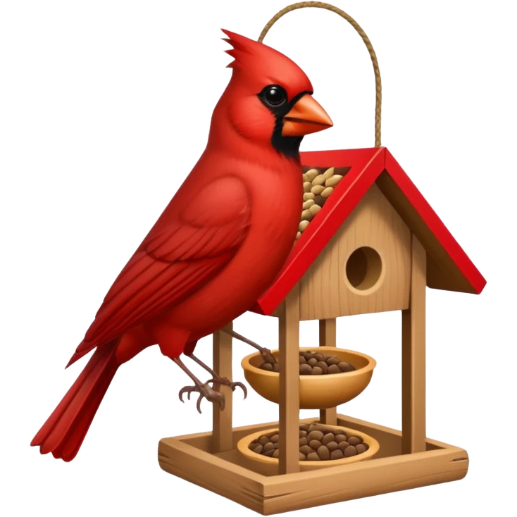 cardinal at bird feeder emoji