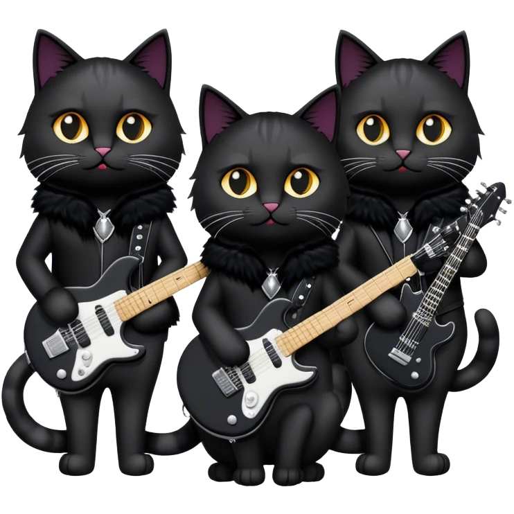 four rock star cats dressed in black emoji