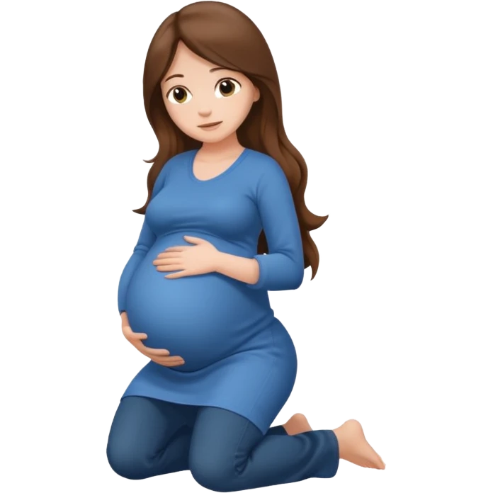 Pregnant long brown hair kneeling emoji