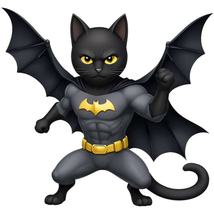 bat man cat heroic pose emoji