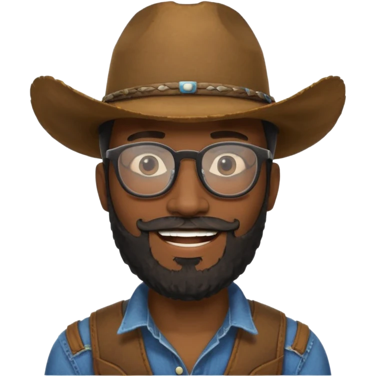 bearded black cowboy with glasses emoji