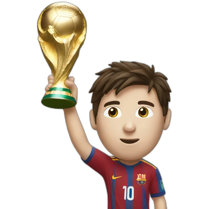Messi holding world cup emoji
