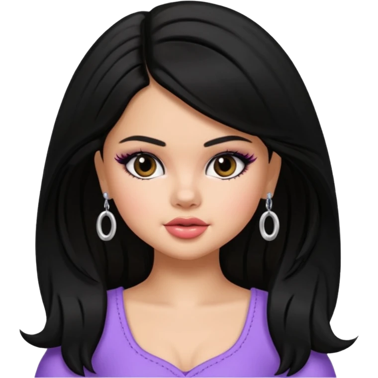selena gomez as pretty bratz baddie, black hair emoji