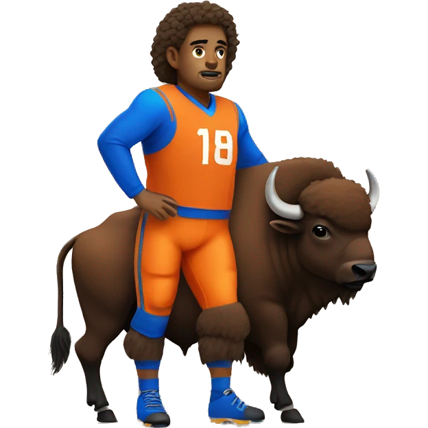 Bison wearing an orange and blue jersey emoji