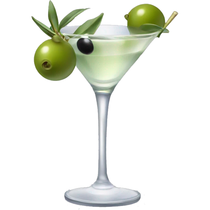 Clear martini with an olive emoji