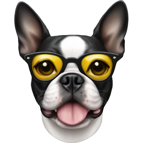 Boston terrier with sunglasses emoji