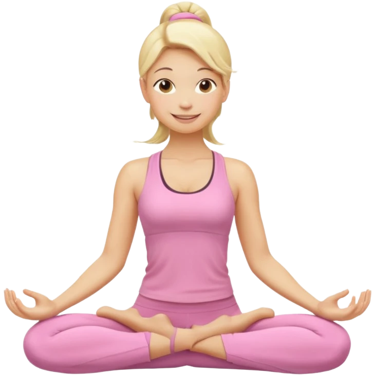 blonde yoga girl light pink clothes n emoji