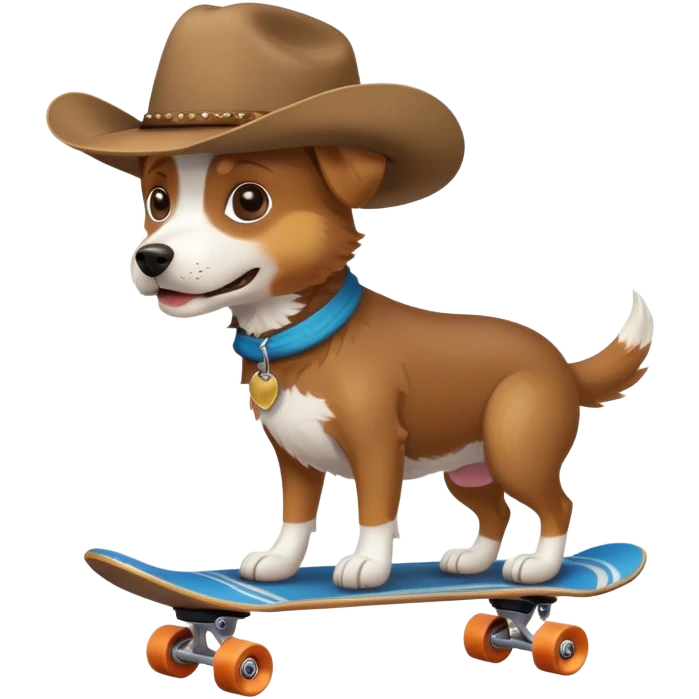 Dog on a skateboard with cowboy hat  emoji
