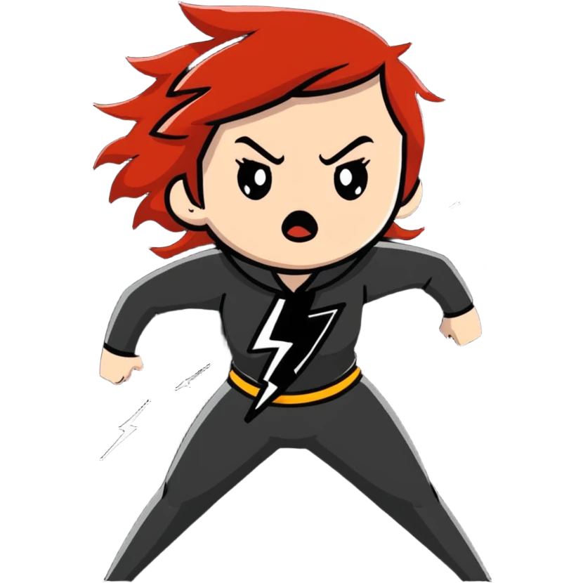 redhead girl furious with lightning bolts emoji