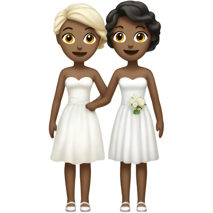 Lesbian wedding with two brunette white girls in white dresses  emoji