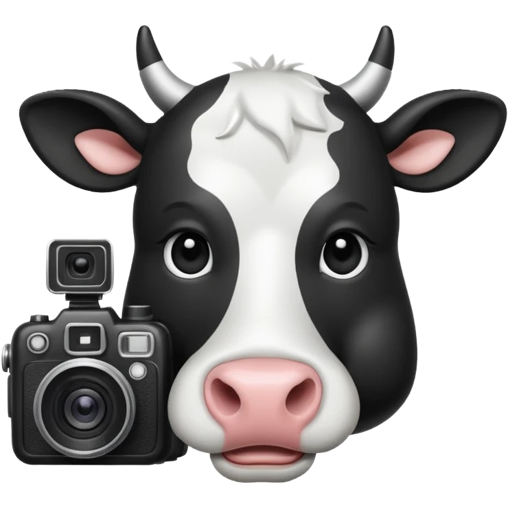 cartoon cow's head with camera  emoji