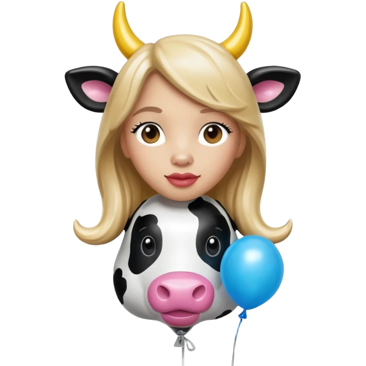   jeff koons style vinyl balloon girl cow sculpture  emoji