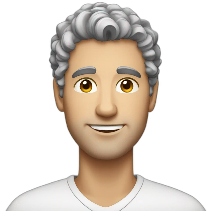 one european average size guy with short curly dark hair with some grey hair inside emoji
