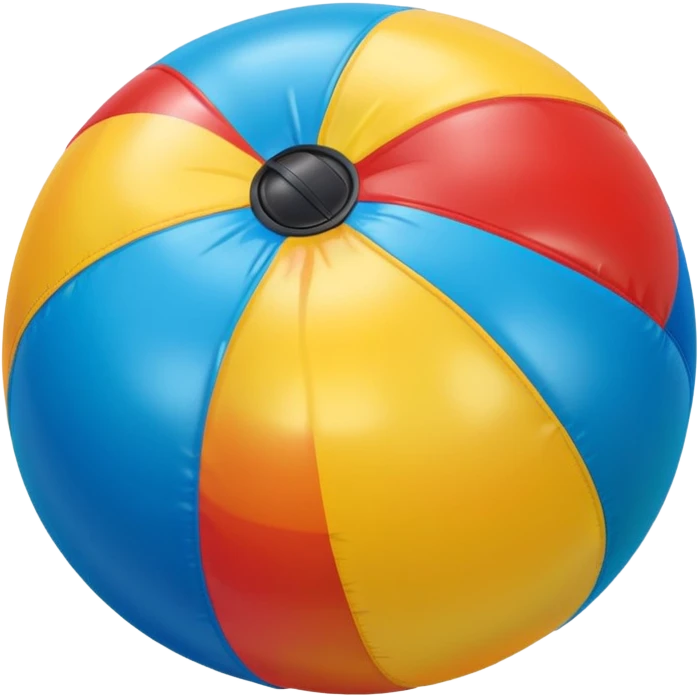 3D render of Beach Ball made of shiny inflatable vinyl, visible seam lines, air valve, highly reflective plastic texture, pool toy aesthetic, Apple emoji style, isolated on white background --v 6.0 emoji