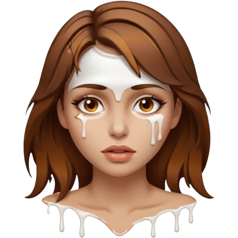 Brown Hair Woman , white paint , drip, face, hot  Sexy emoji