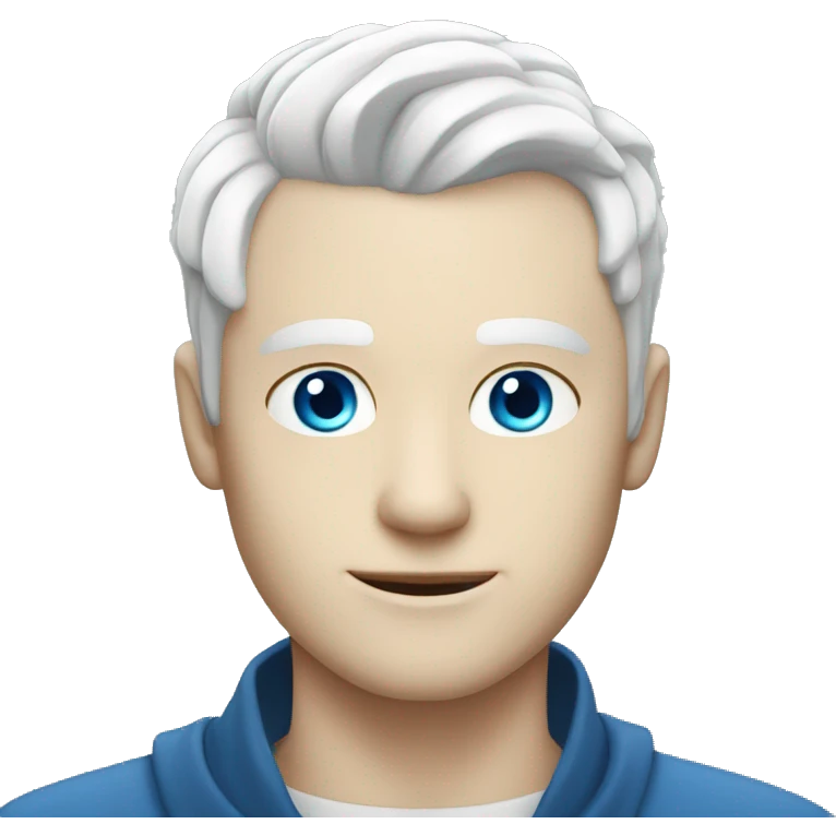 handsome pale man with blue eyes and white hair with an undercut emoji