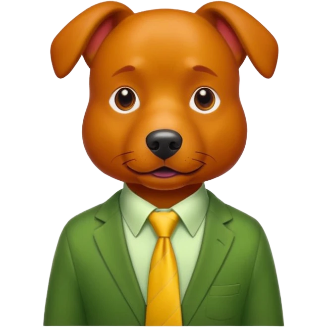red dog with yellow tie,green shirt emoji
