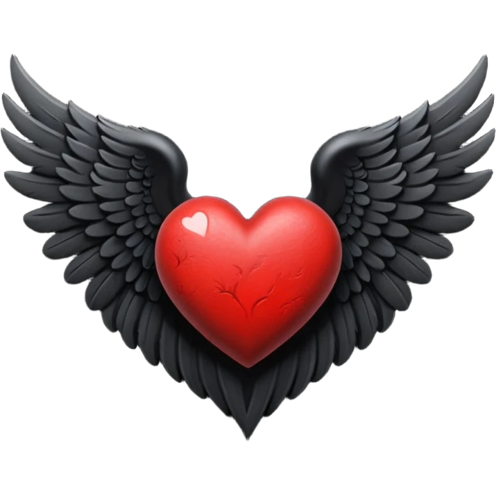 goth heart with a dark angel wing emoji