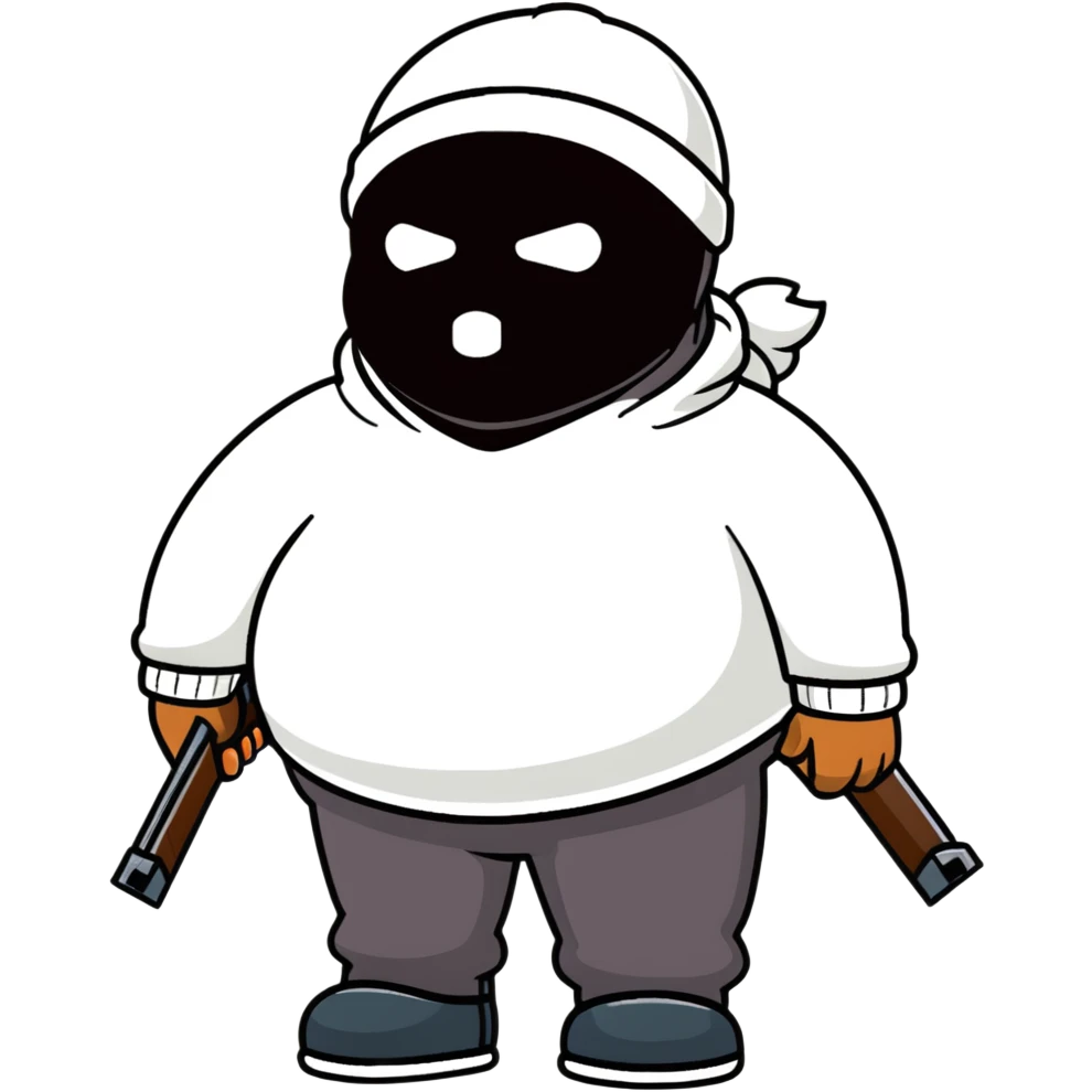 black guy with gun and ski mask fat emoji