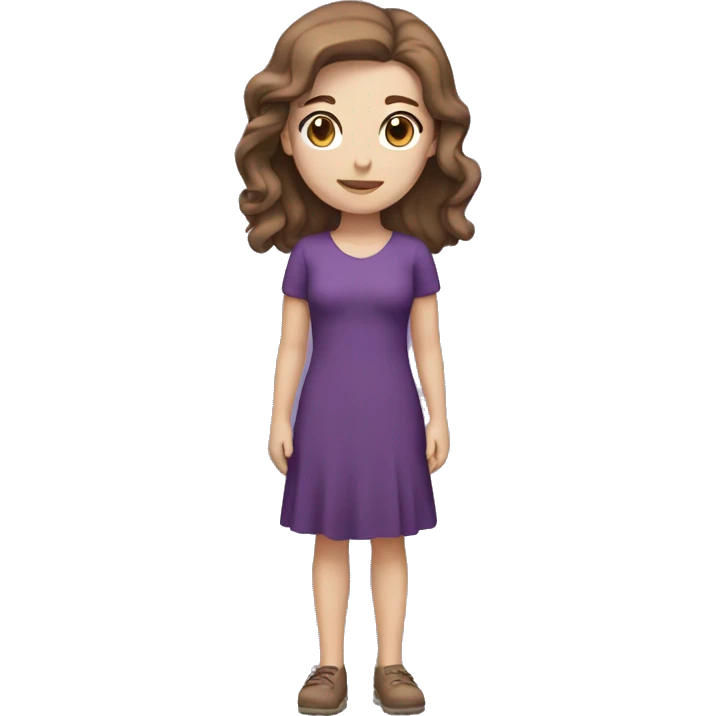 White girl with brown hair purple dress full body emoji