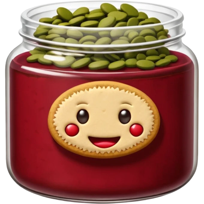 Haz un emoji de un tarro de galletas Red Velvet con pepitas de chocolate blanco emoji