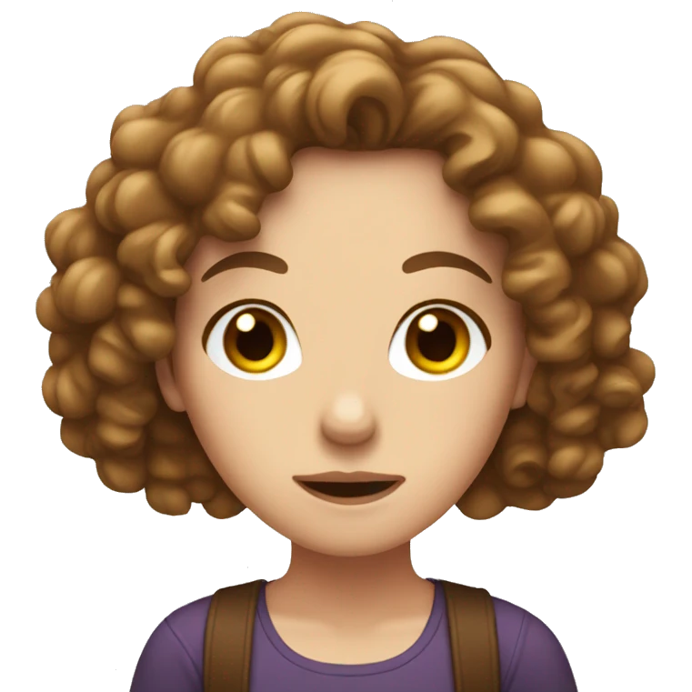 WhiteGirl with brown curly hair shrugging  emoji