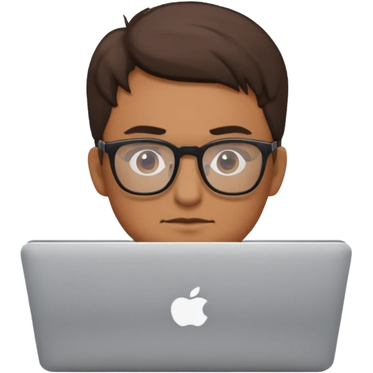 a man behind mackbook the man being little visible form the front emoji