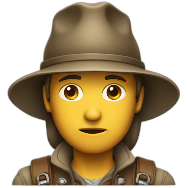 sad explorer with a hat, only head emoji
