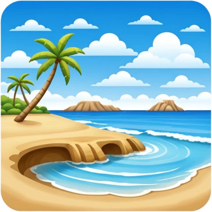 playa paisaje sin que sea un cuadro y que el cielo azul y la arena esten recortada emoji