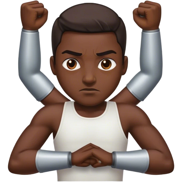 Stern facial expression with X arms ￼ emoji