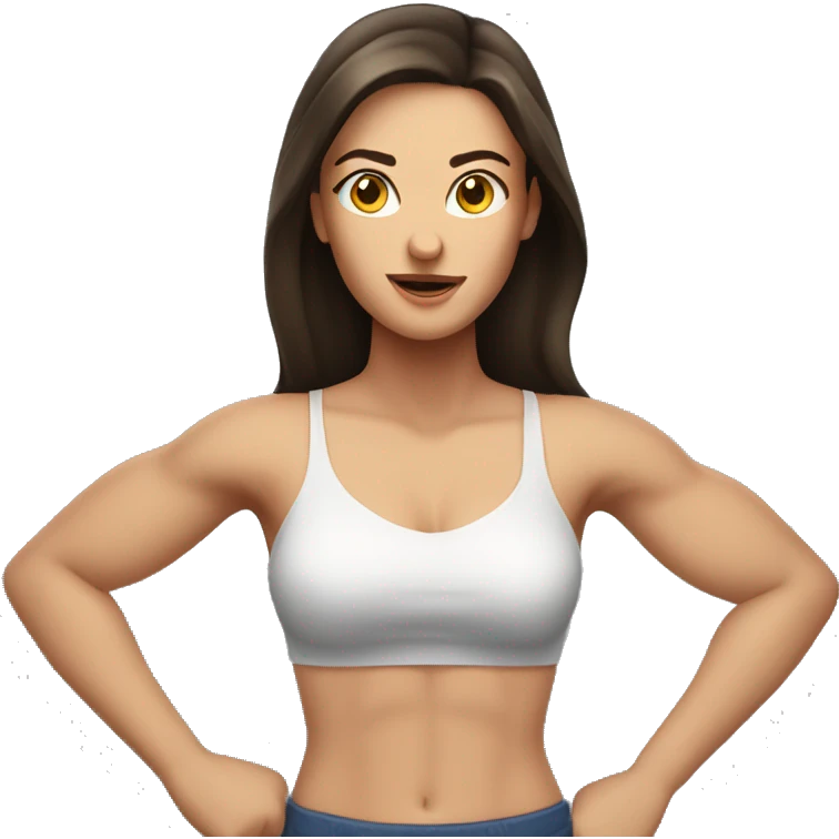 Woman large Back muscles, Caucasian woman, brunette emoji