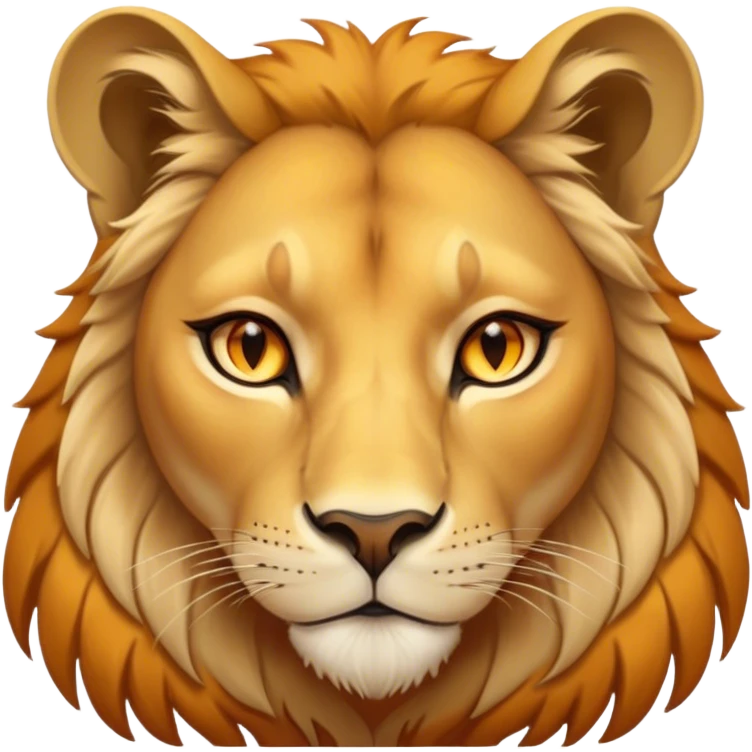 Cinematic Noble Lioness Portrait Emoji, Poised and regal, with a graceful, athletic build and a sleek, tawny Fur, piercing soulful amber eyes, Simplified yet sharp and sophisticated features, highly detailed, glowing with a warm, dignified glow, high shine, intelligent and fierce, stylized with an air of wild elegance, focused and attentive, soft glowing outline, capturing the essence of a watchful and confident lioness, so majestic it feels as though it could silently prowl out of the screen with effortless authority! emoji