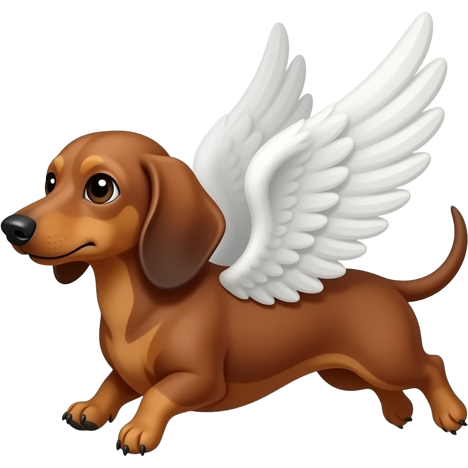 Red dachshund with angel wings flying to heaven emoji