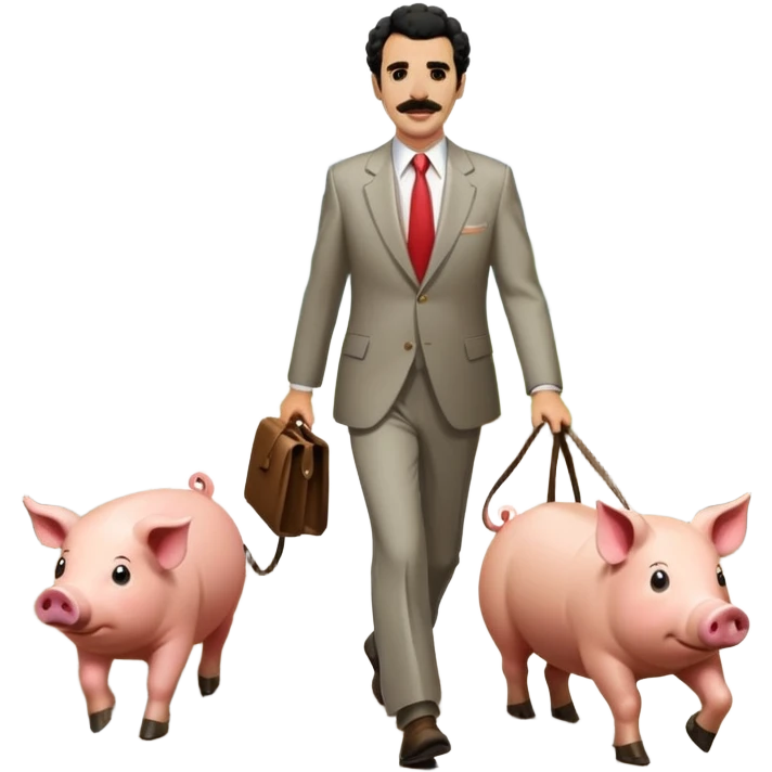 Borat walking a pig emoji