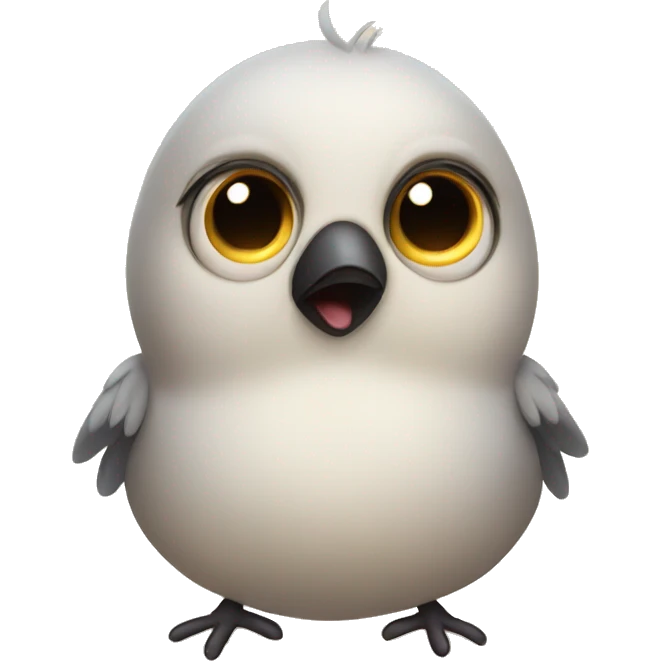 Adorable, teary eyed bird emoji