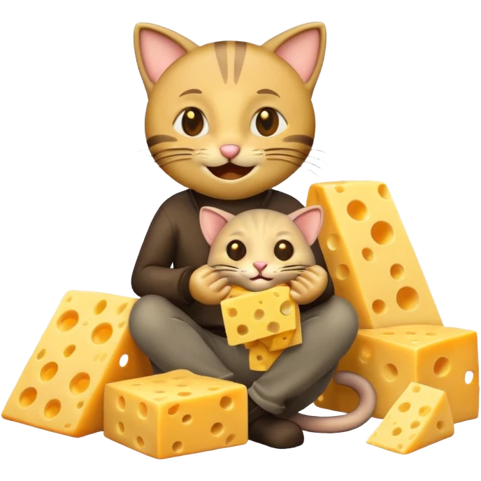 robber emoji with money cheese cat with rat emoji