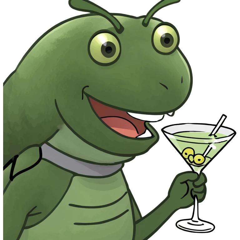 A wasp drinking a martini laughing emoji