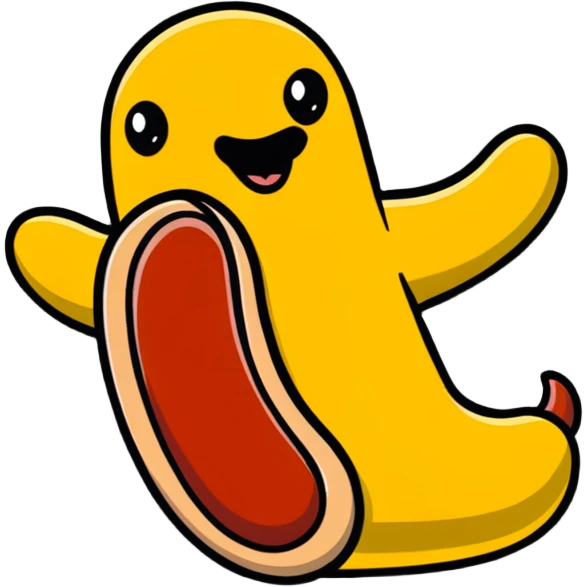 man dressed as a hot dog snack emoji