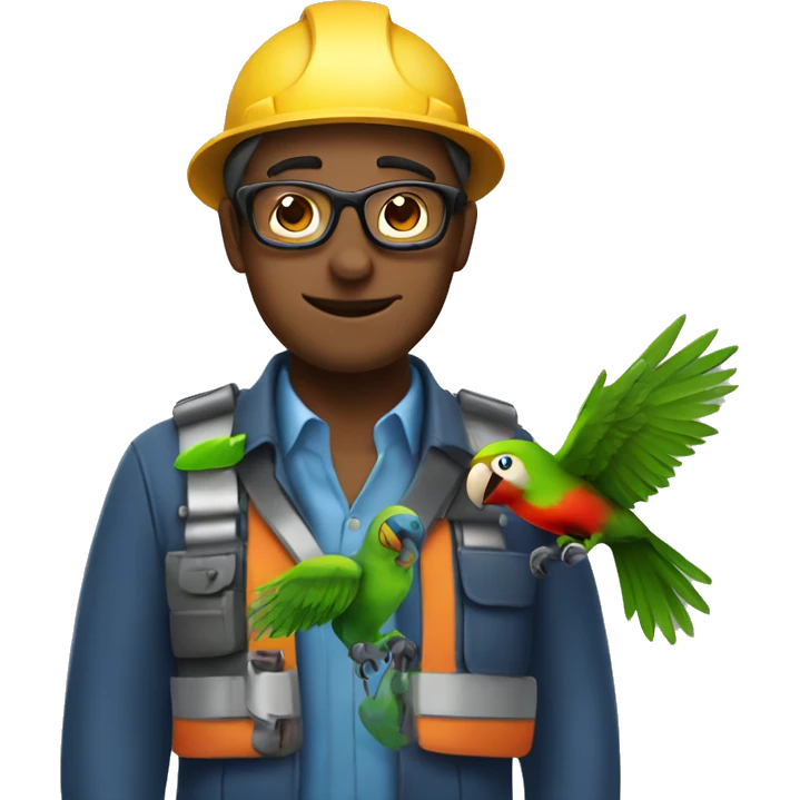 Engineer with a parrot on his shoulder emoji