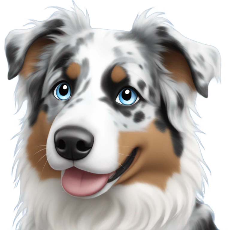 Blue Merle Australian shepherd black, grey and white and bright blue eyes emoji