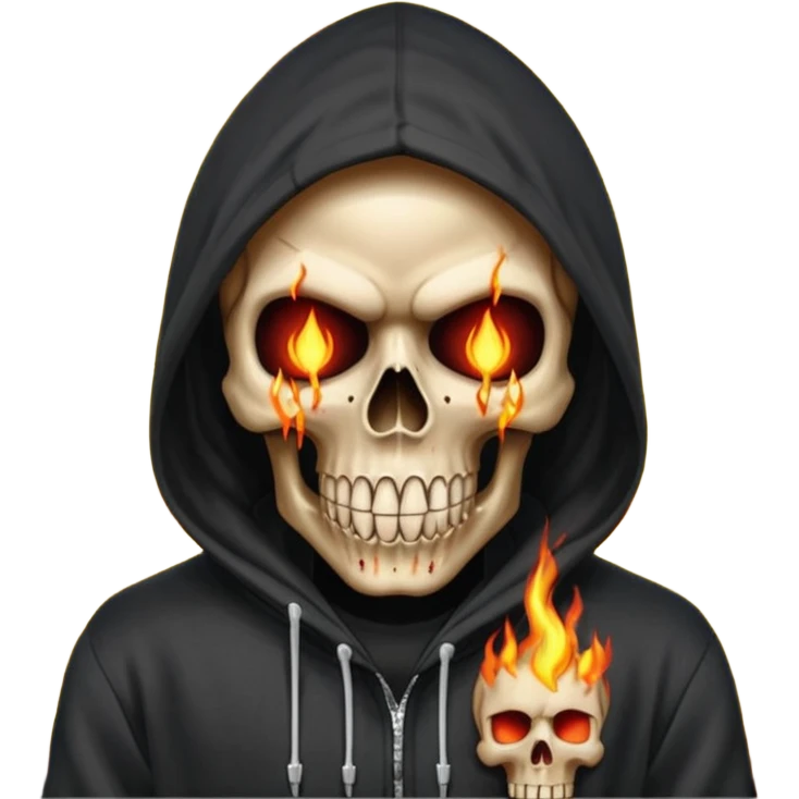 Bro I wanna skull with hoodie on the hoodie has to be on fire and I want matrix blood with the codes and weird numbers spilling out eyes and mouth almost give him a diamond grill in his mouth make it shinny where is the matrix symbols  emoji