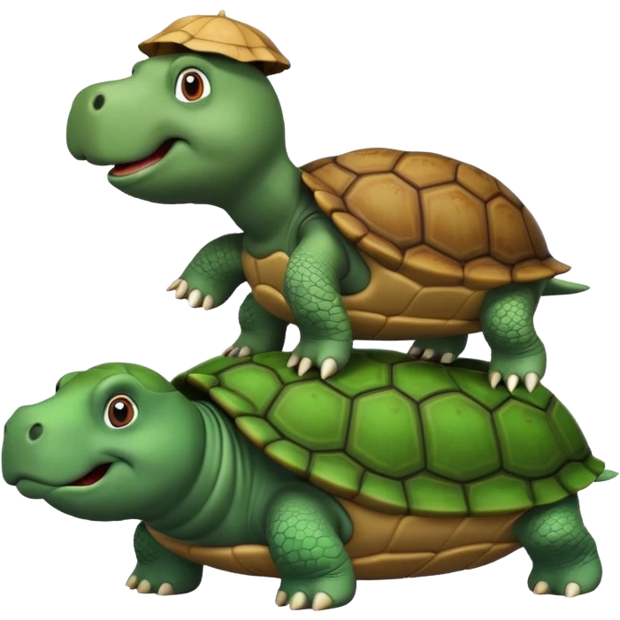удивленная черепашка верхом на бегемоте emoji