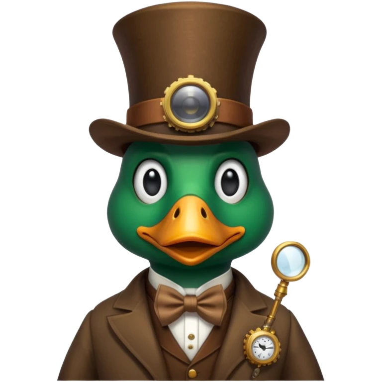 Create a steampunk mallard that has  a monocle glasses
 emoji