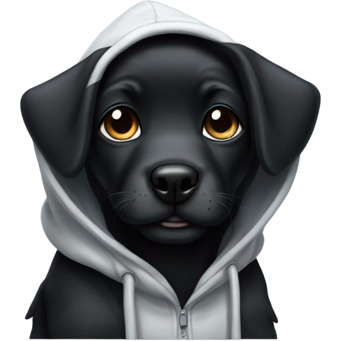 Cute black puppy with a hoodie on emoji