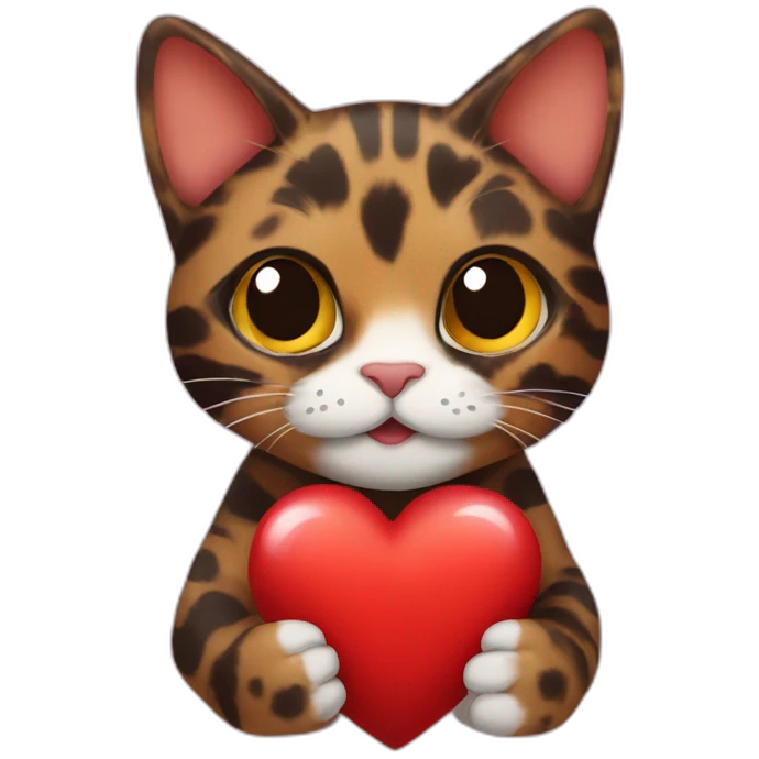 tortoiseshell cat holding heart emoji
