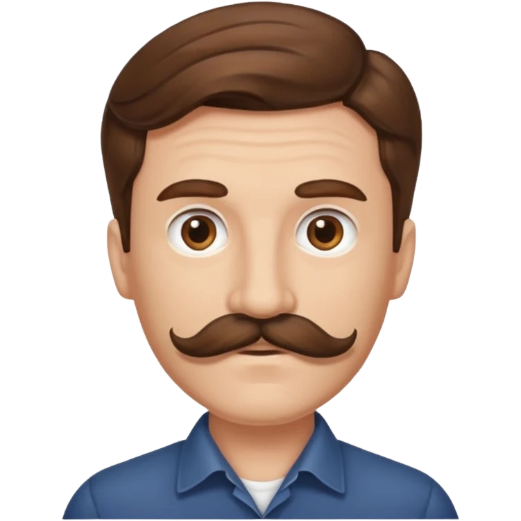 Wavy hair and mustache  emoji